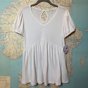 Love & Joy White Baby Doll Knit Top